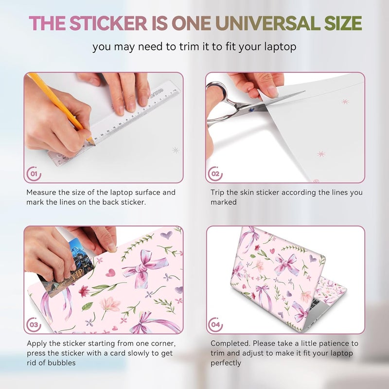 ARTSO Pink Bows Laptop Skin Sticker Cover Decal, 12 13 13.3 14 15 15.4 15.6 inch Laptop Notebook Vinyl Skin Sticker Cover Personalized Art Protector - Image 5
